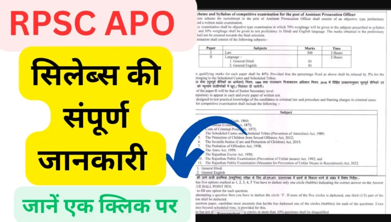 RPSC APO Syllabus