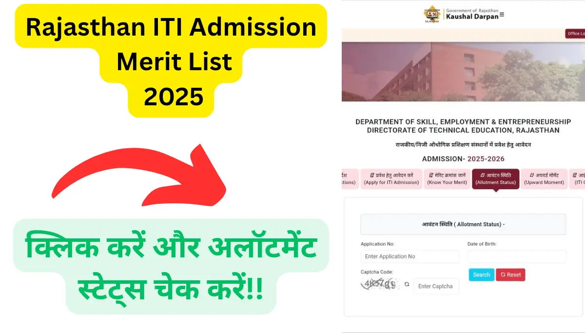 Rajasthan ITI Admission Merit List 2025