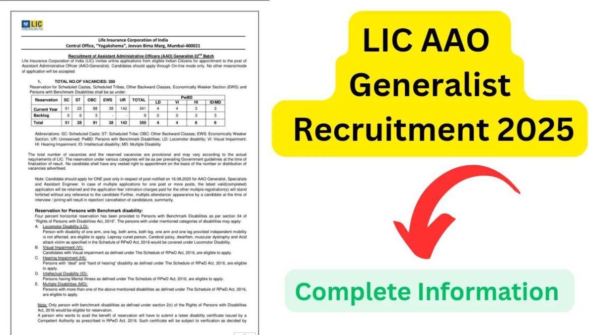 LIC AAO Generalist Recruitment 2025