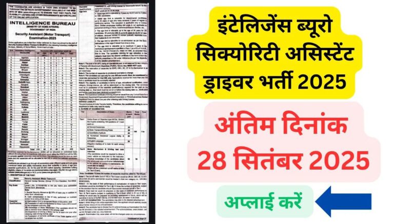 IB Security Assistant MT Recruitment 2025